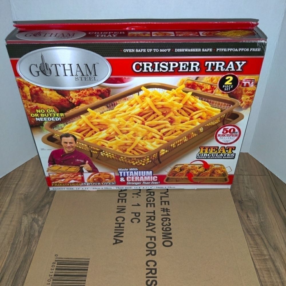 Gotham Steel Crisper Tray 2 Piece Set Air Fried Food & Extra Tray NEW In Box